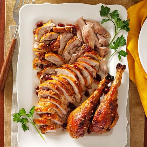 Roasted turkey with maple cranberry glaze