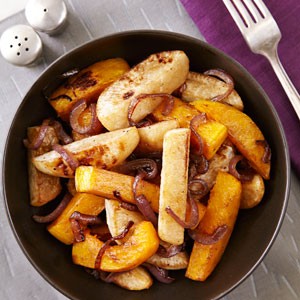 Roasted turnips & butternut squash with five-spice glaze