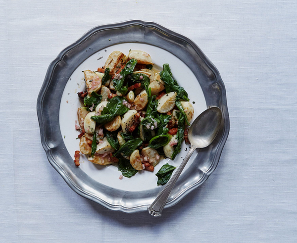 Roasted turnips and greens with bacon vinaigrette