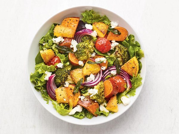 Roasted vegetable and polenta salad 