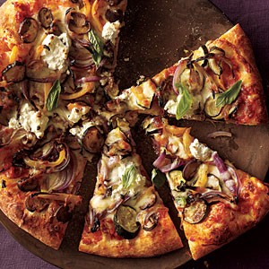 Roasted vegetable and ricotta pizza