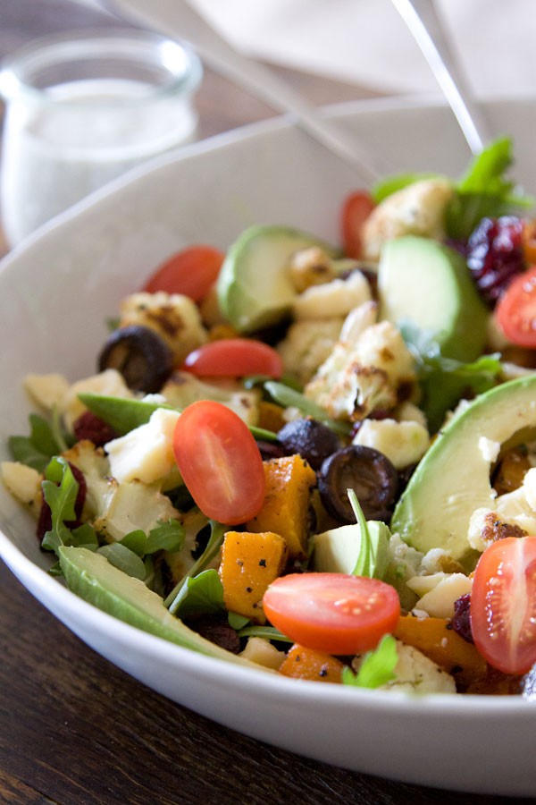 Roasted vegetable, arugula and avocado salad recipe | Eat Your Books