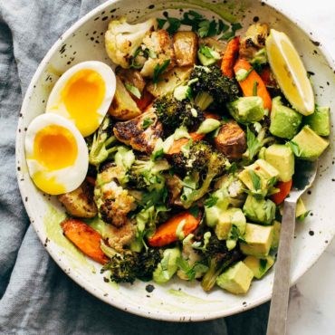Roasted vegetable bowls with green tahini