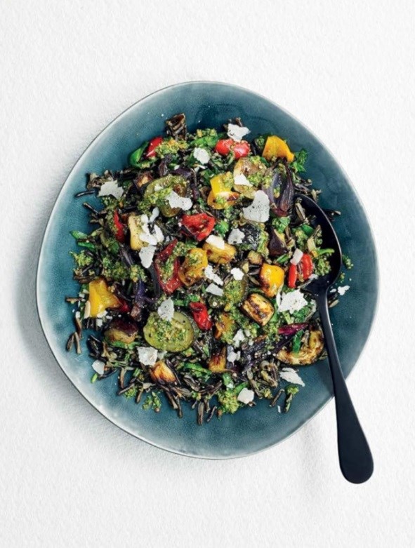 Roasted vegetable pesto rice