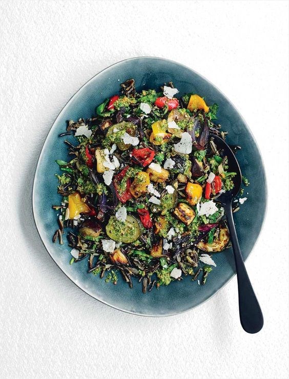 Roasted vegetable pesto rice