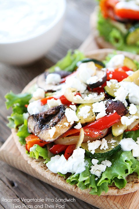 Roasted vegetable pita sandwich