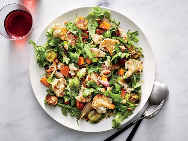 Roasted vegetable plate with herbed dressing
