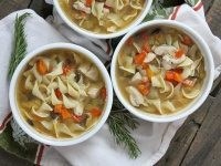 Roasted vegetable rosemary chicken soup