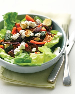 Roasted vegetable salad with goat cheese