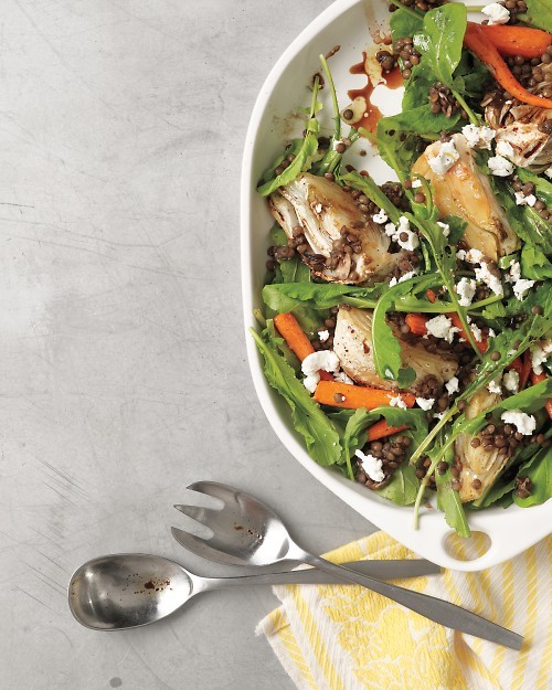 Roasted vegetable salad with lentils