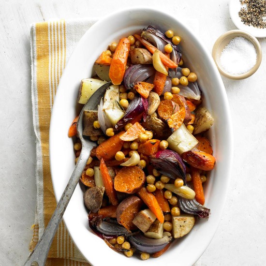 Roasted vegetables and chickpeas
