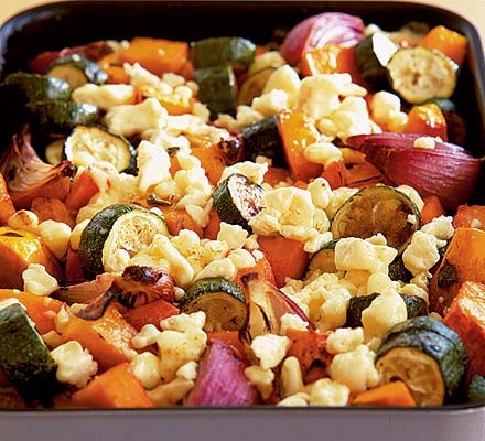 Roasted vegetables with cheese