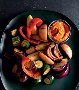 Roasted vegetables with romesco