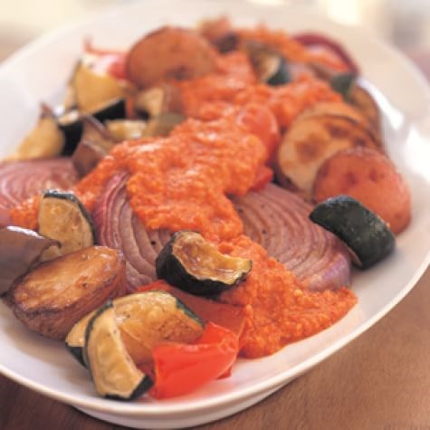 Roasted vegetables with romesco