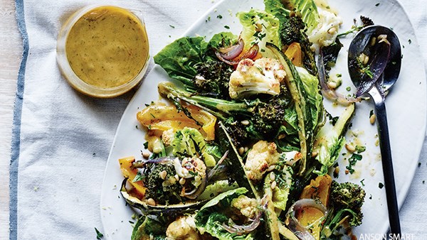 Roasted veggies with lemon tarragon trickle