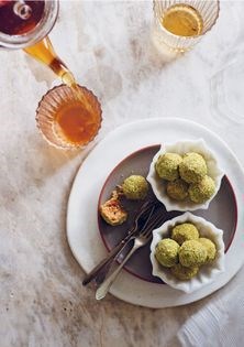 Roasted vermicelli truffles with coconut and cardamom (Seviyan ladoo)