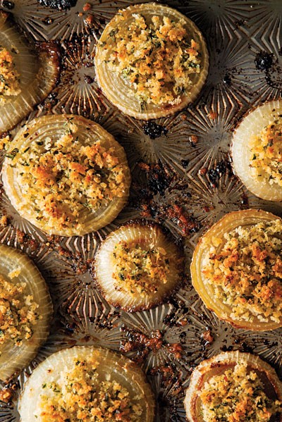 Roasted Vidalia onions with herbed bread crumbs 