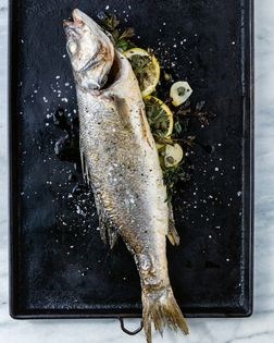 Roasted whole branzino