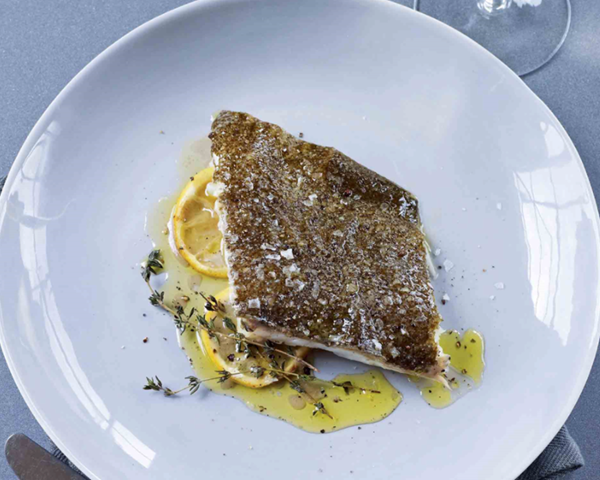 Roasted whole brill with thyme