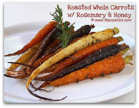Roasted whole carrots with rosemary and honey