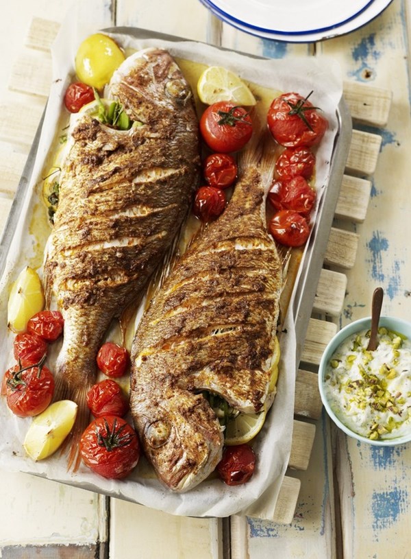 Roasted whole snapper with Egyptian spices