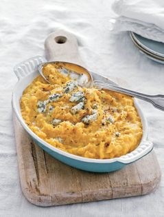 Roasted winter squash purée with blue cheese