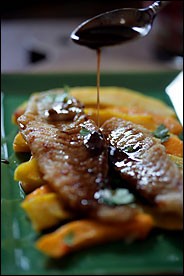 Roasted winter squash with seared cod