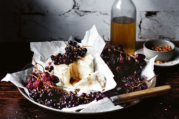 Roasted wrinkly grapes