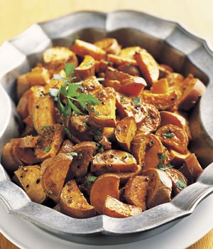Roasted yams with citrus and coriander butter