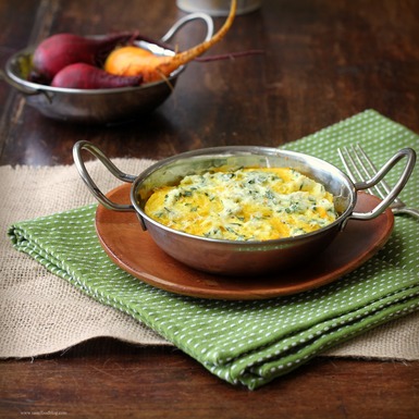 Roasted yellow beet and ricotta tian