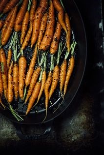 Roasted young carrots with sesame, chili, and nori
