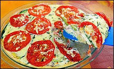 Roasted zucchini and tomato ricotta pie