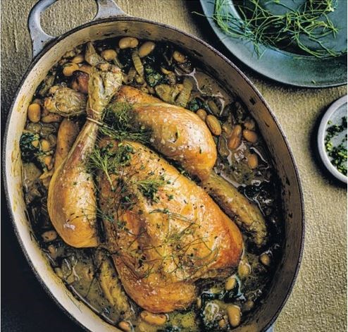 Rob Allison's roast chicken with fennel, shallot & white bean stew