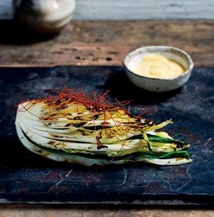 Robata roast cabbage with miso mayo