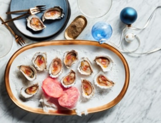 Rock oysters and ox-heart tomato
