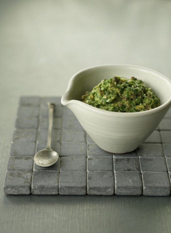 Rocket and citrus salsa verde