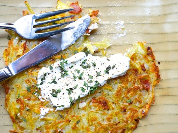 Roesti with shallots and pancetta
