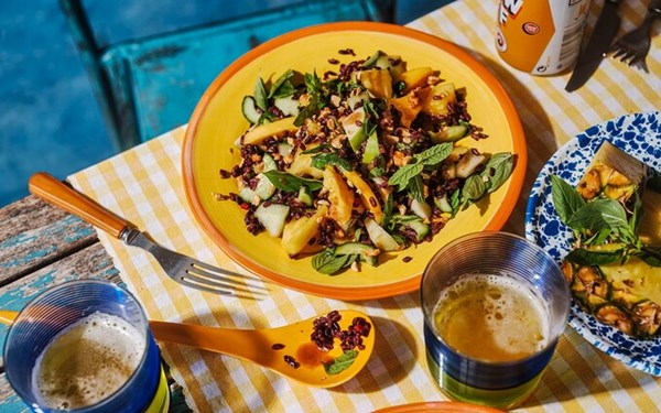 Rojak and black rice salad