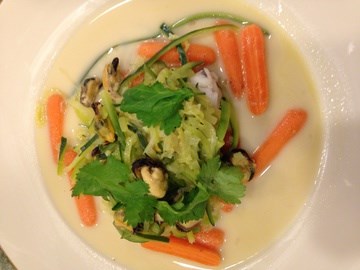 Rolled fillets of sole à la nage