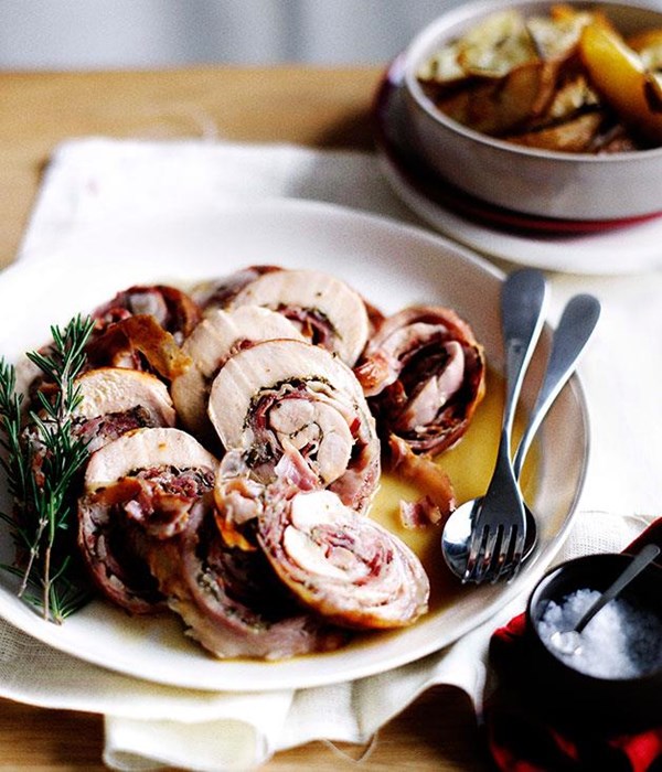 Rolled rabbit in white wine (Rotolo di coniglio) [Anna Maria Eoclidi]