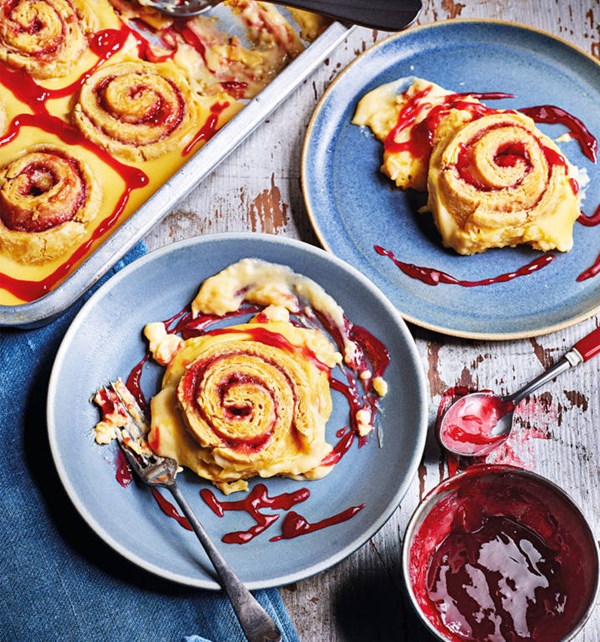 Roly-poly custard swirls