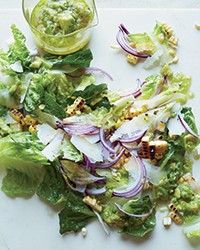 Romaine and charred corn salad with avocado dressing