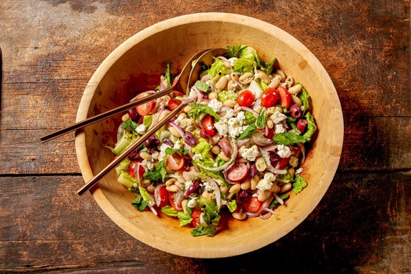 Romaine and white bean salad with feta