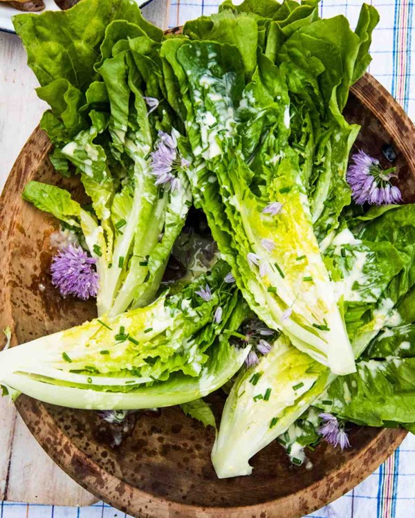 Romaine wedges with creamy lemon dressing
