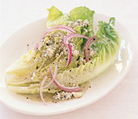 Romaine wedges with tangy blue cheese vinaigrette