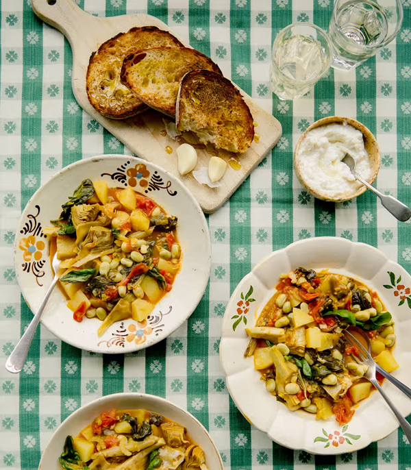 Roman spring vegetable stew (Scafata)