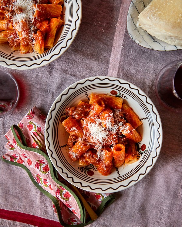 Roman-style rigatoni with oxtail ragù 