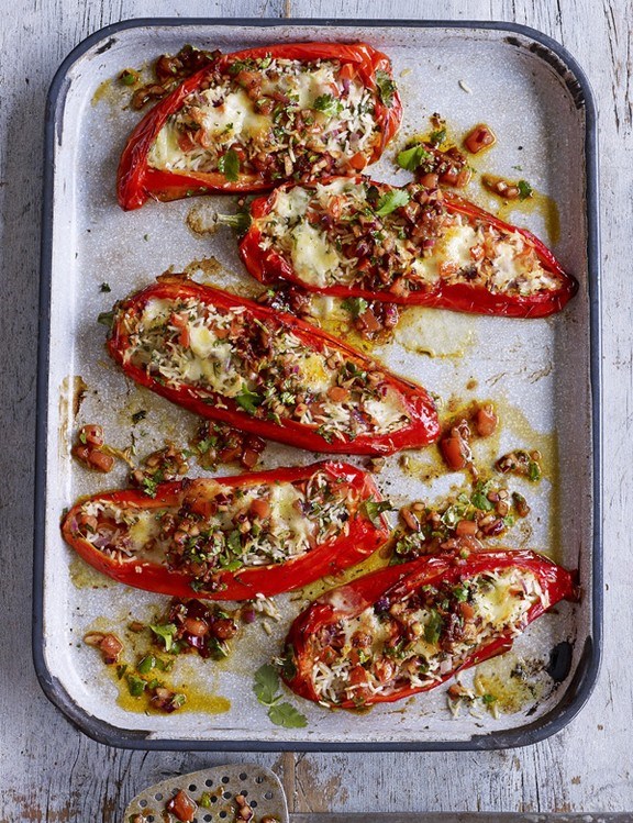 Romano rellenos with chipotle salsa