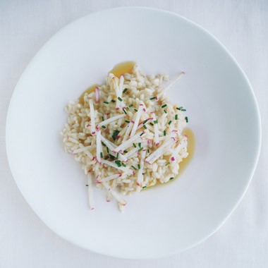 Romano risotto with radishes