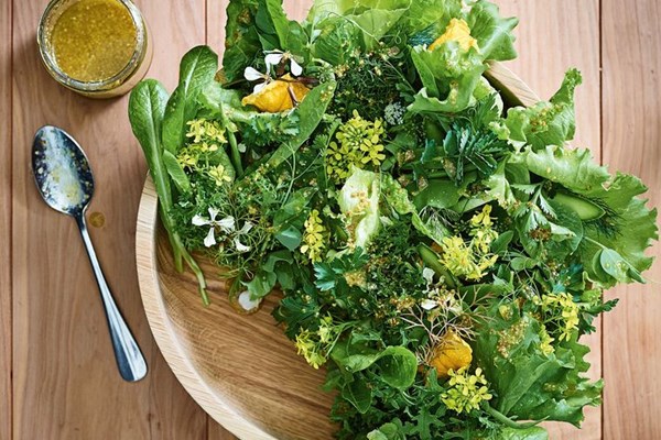 Rooftop salad, miso mustard dressing